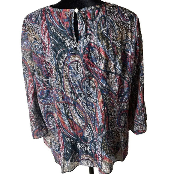 Ted Baker London Women’s 4 US Large Beaatha Metallic Thread‎ Paisley Top Blouse - Picture 2 of 8